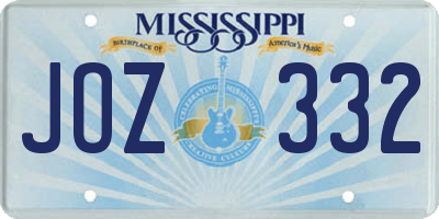 MS license plate JOZ332