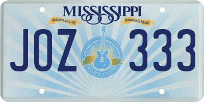 MS license plate JOZ333