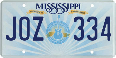 MS license plate JOZ334