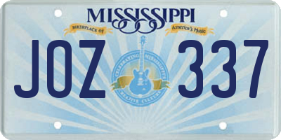 MS license plate JOZ337