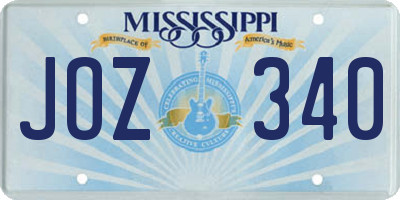 MS license plate JOZ340