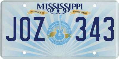 MS license plate JOZ343