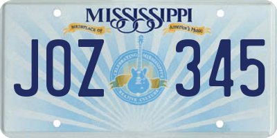 MS license plate JOZ345
