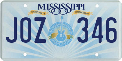 MS license plate JOZ346
