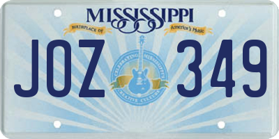 MS license plate JOZ349