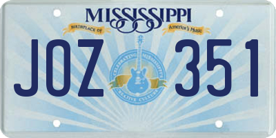 MS license plate JOZ351