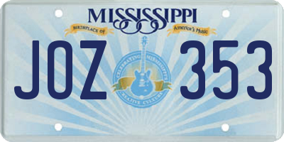 MS license plate JOZ353