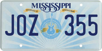 MS license plate JOZ355