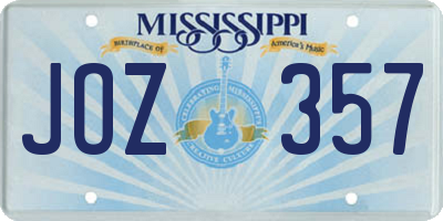 MS license plate JOZ357