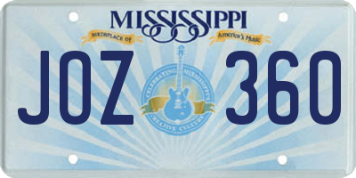 MS license plate JOZ360