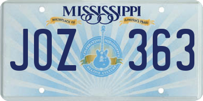 MS license plate JOZ363