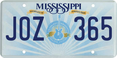 MS license plate JOZ365