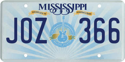 MS license plate JOZ366