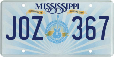 MS license plate JOZ367