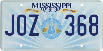 MS license plate JOZ368