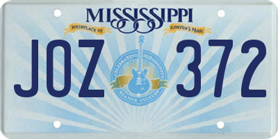 MS license plate JOZ372