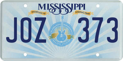 MS license plate JOZ373