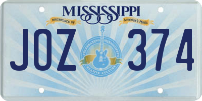 MS license plate JOZ374