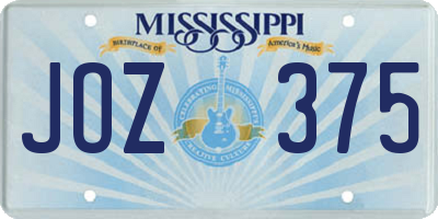 MS license plate JOZ375