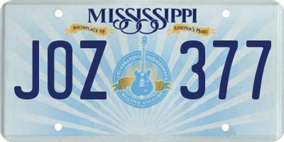 MS license plate JOZ377