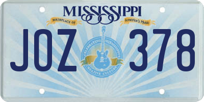 MS license plate JOZ378