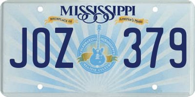 MS license plate JOZ379
