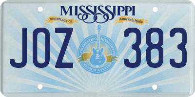 MS license plate JOZ383