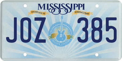 MS license plate JOZ385