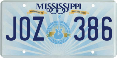 MS license plate JOZ386