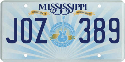 MS license plate JOZ389
