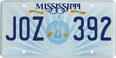 MS license plate JOZ392