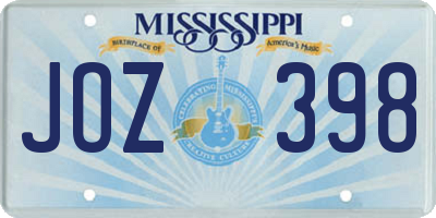 MS license plate JOZ398