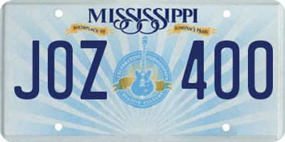 MS license plate JOZ400