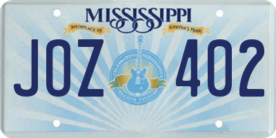 MS license plate JOZ402
