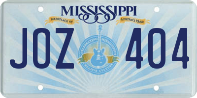 MS license plate JOZ404