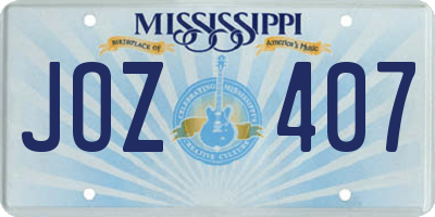 MS license plate JOZ407