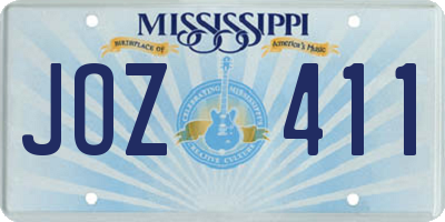 MS license plate JOZ411