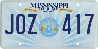 MS license plate JOZ417