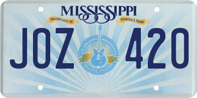 MS license plate JOZ420
