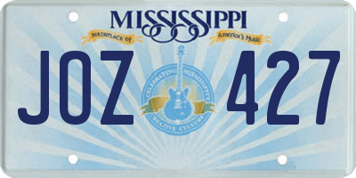 MS license plate JOZ427