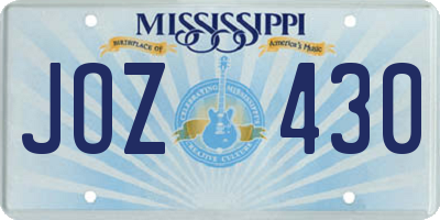 MS license plate JOZ430