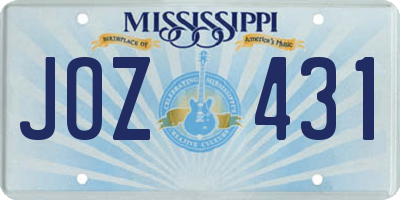 MS license plate JOZ431