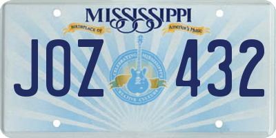 MS license plate JOZ432