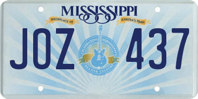 MS license plate JOZ437