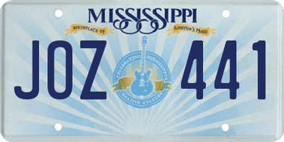 MS license plate JOZ441