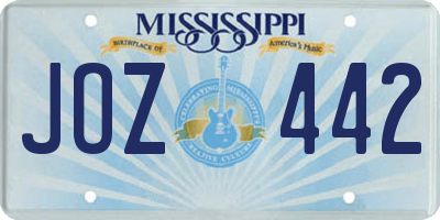 MS license plate JOZ442
