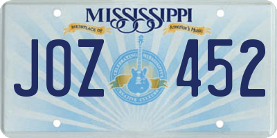 MS license plate JOZ452