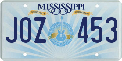 MS license plate JOZ453