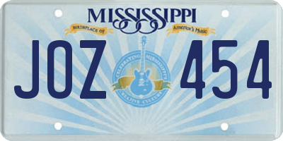 MS license plate JOZ454
