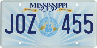 MS license plate JOZ455